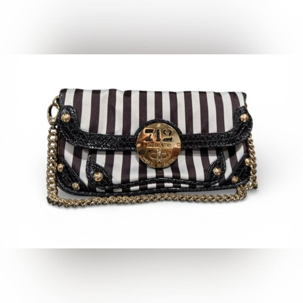 EUC Henri Bendel Shoulder Bag GHW - Brown & White Stripes